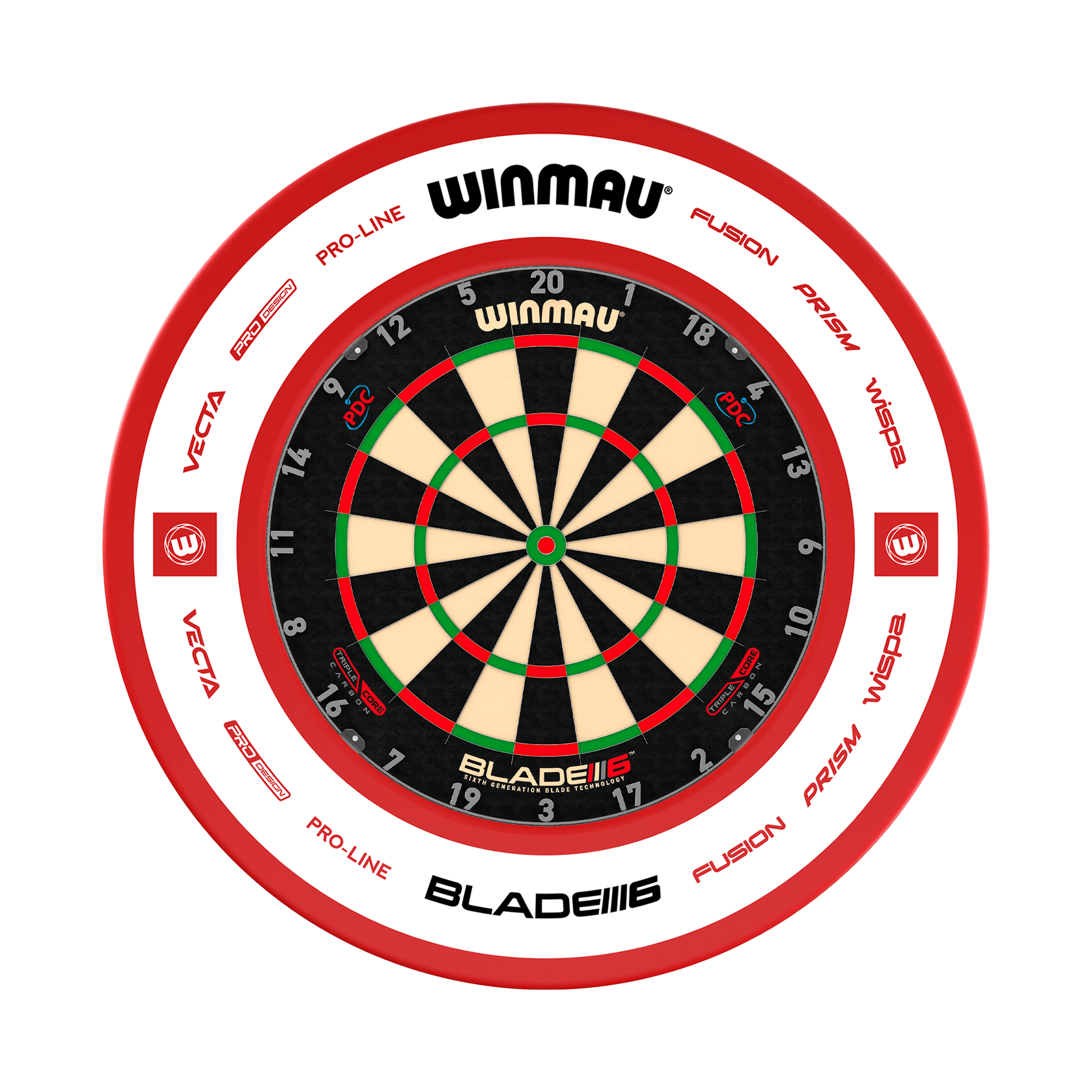 Winmau Blade 6 Triple Core Dartboard & Surround Bundle Blade 6 Triple Core / Pro 2.0 Red Boards