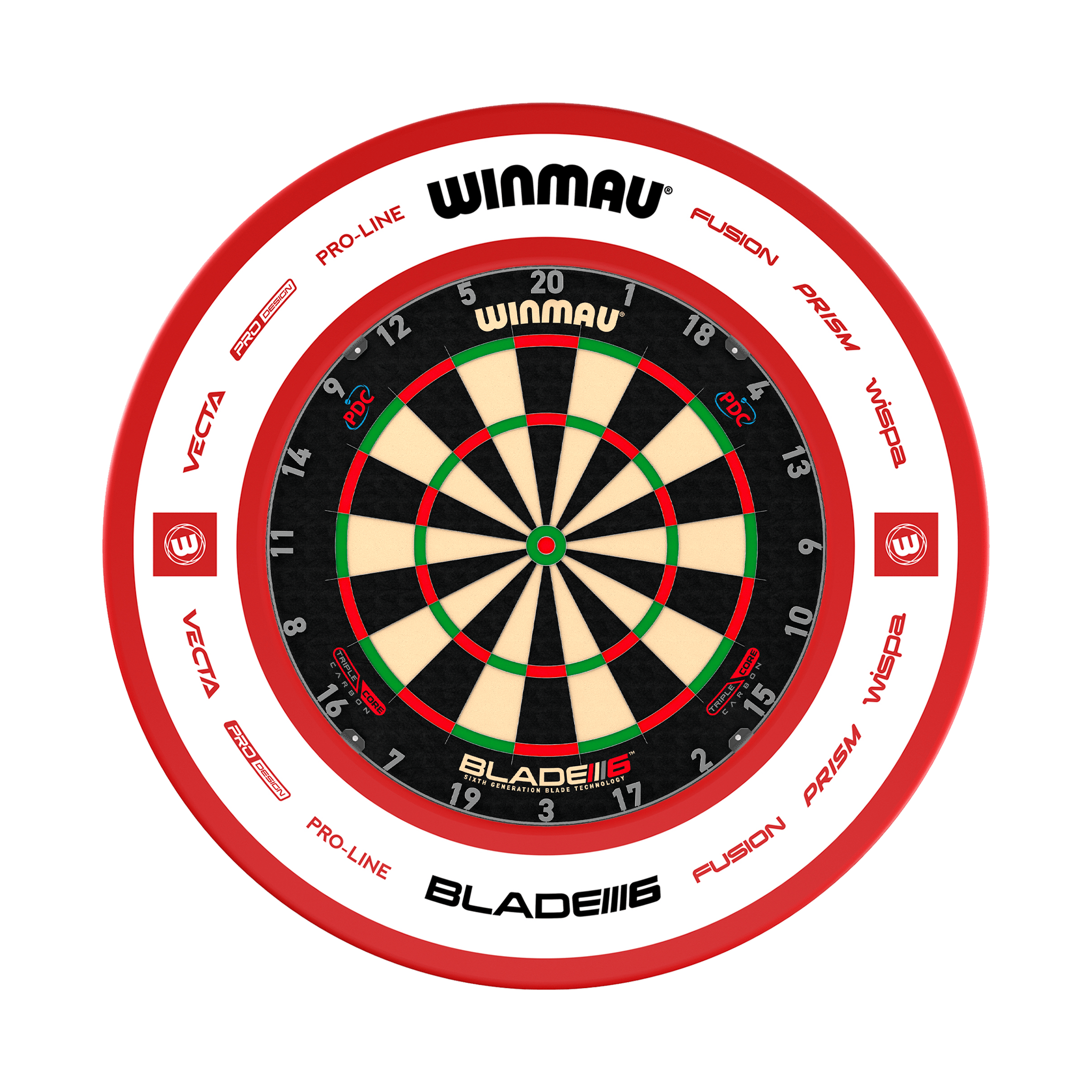 Winmau Blade 6 Triple Core Dartboard & Surround Bundle Blade 6 Triple Core / Pro 2.0 Red Boards