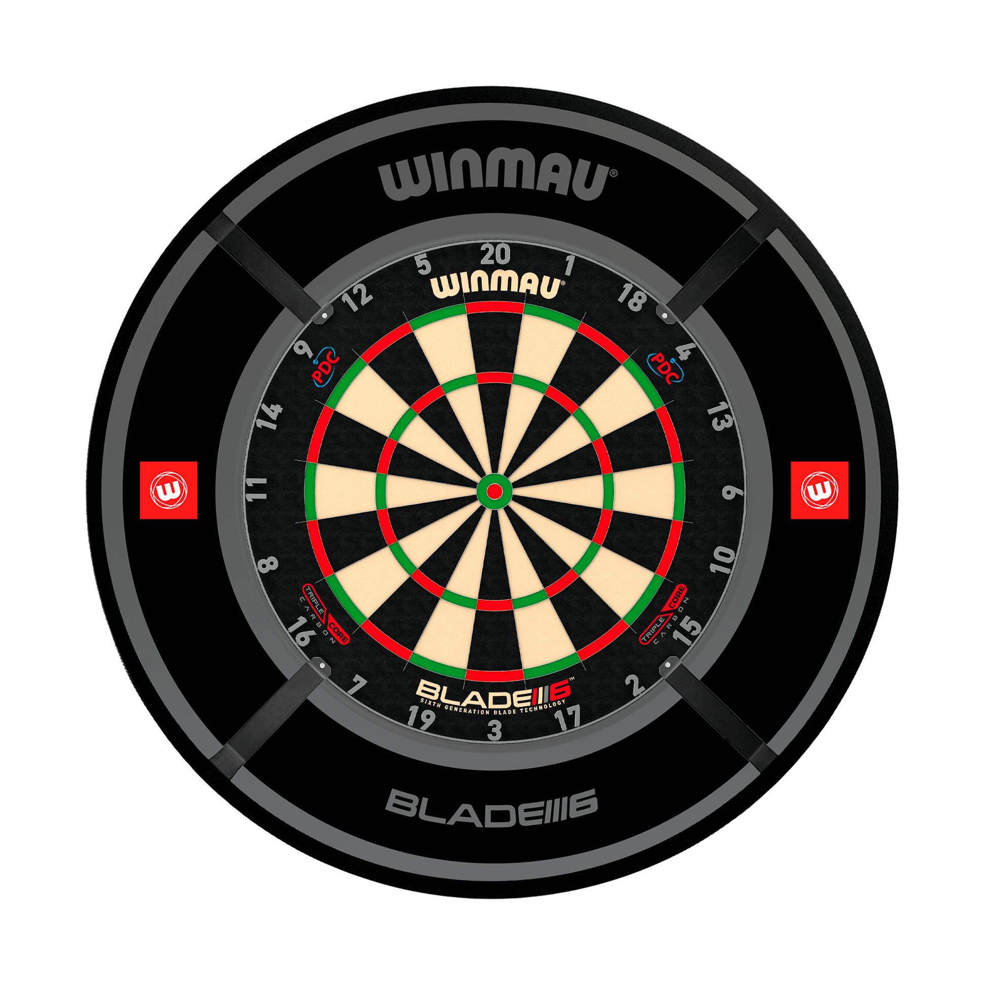 Winmau Blade 6 Triple Core Dartboard, Surround & Corona Light Bundle Blade 6 Triple Core / Pro 1.0 Black / Target Corona Vision Boards