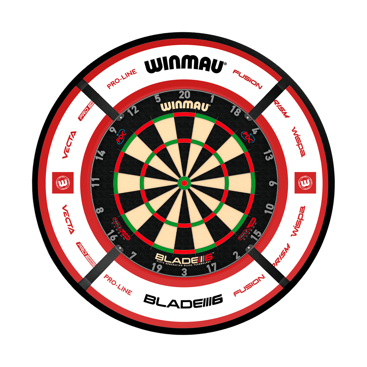 Winmau Blade 6 Triple Core Dartboard, Surround & Corona Light Bundle Dartboard Bundles