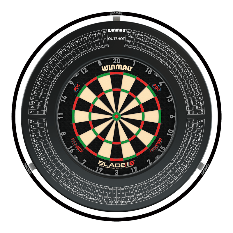 Winmau Blade 6 Triple Core Dartboard, Surround & Plasma Light Bundle Dartboard Bundles