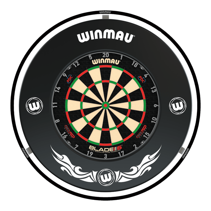 Winmau Blade 6 Triple Core Dartboard, Surround & Plasma Light Bundle Dartboard Bundles