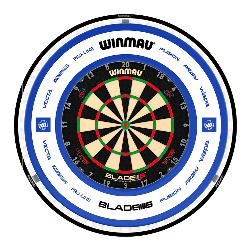 Winmau Blade 6 Triple Core Dartboard, Surround & Plasma Light Bundle Dartboard Bundles