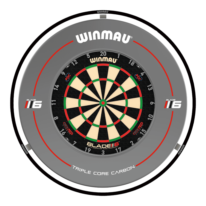 Winmau Blade 6 Triple Core Dartboard, Surround & Plasma Light Bundle Dartboard Bundles