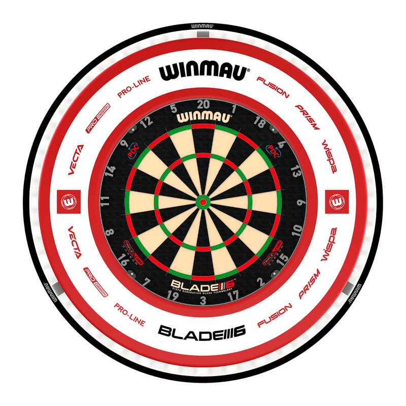 Winmau Blade 6 Triple Core Dartboard, Surround & Plasma Light Bundle Dartboard Bundles