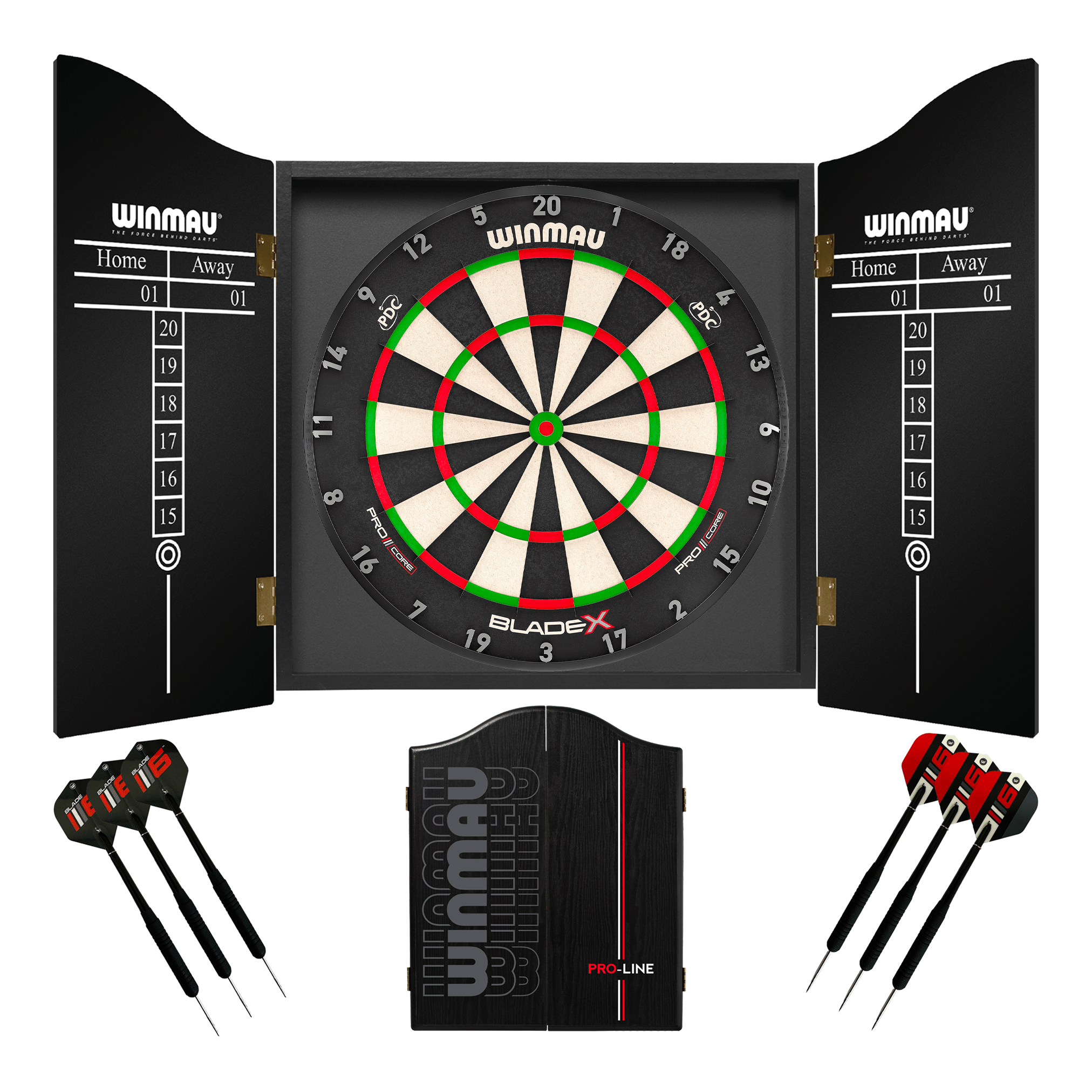 Winmau Blade X Dartboard, Cabinet & Darts - Complete Darts Set Blade X / Craft Beer Boards