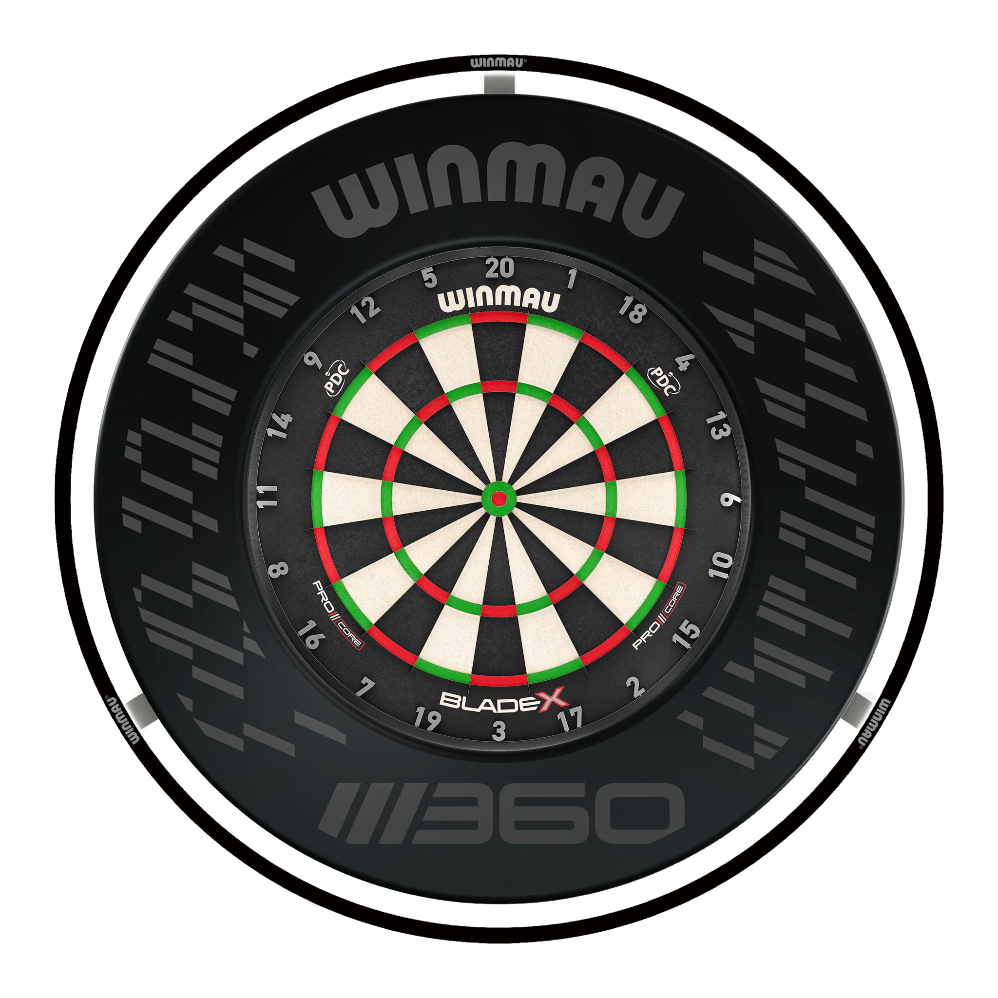 Winmau Blade X Dartboard, Surround & Black Plasma Light Bundle Blade X / Blade 360 / Winmau Plasma Black Boards