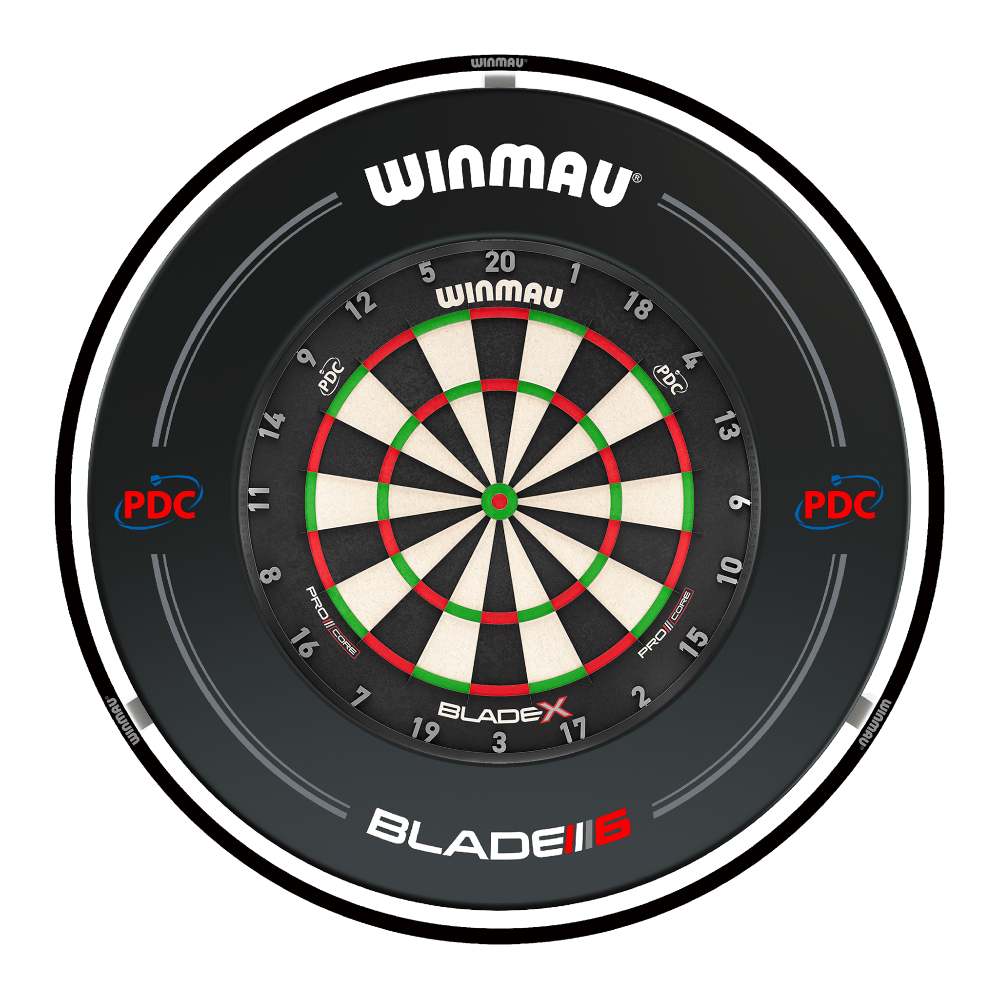 Winmau Blade X Dartboard, Surround & Black Plasma Light Bundle Blade X / PDC Black / Winmau Plasma Black Boards