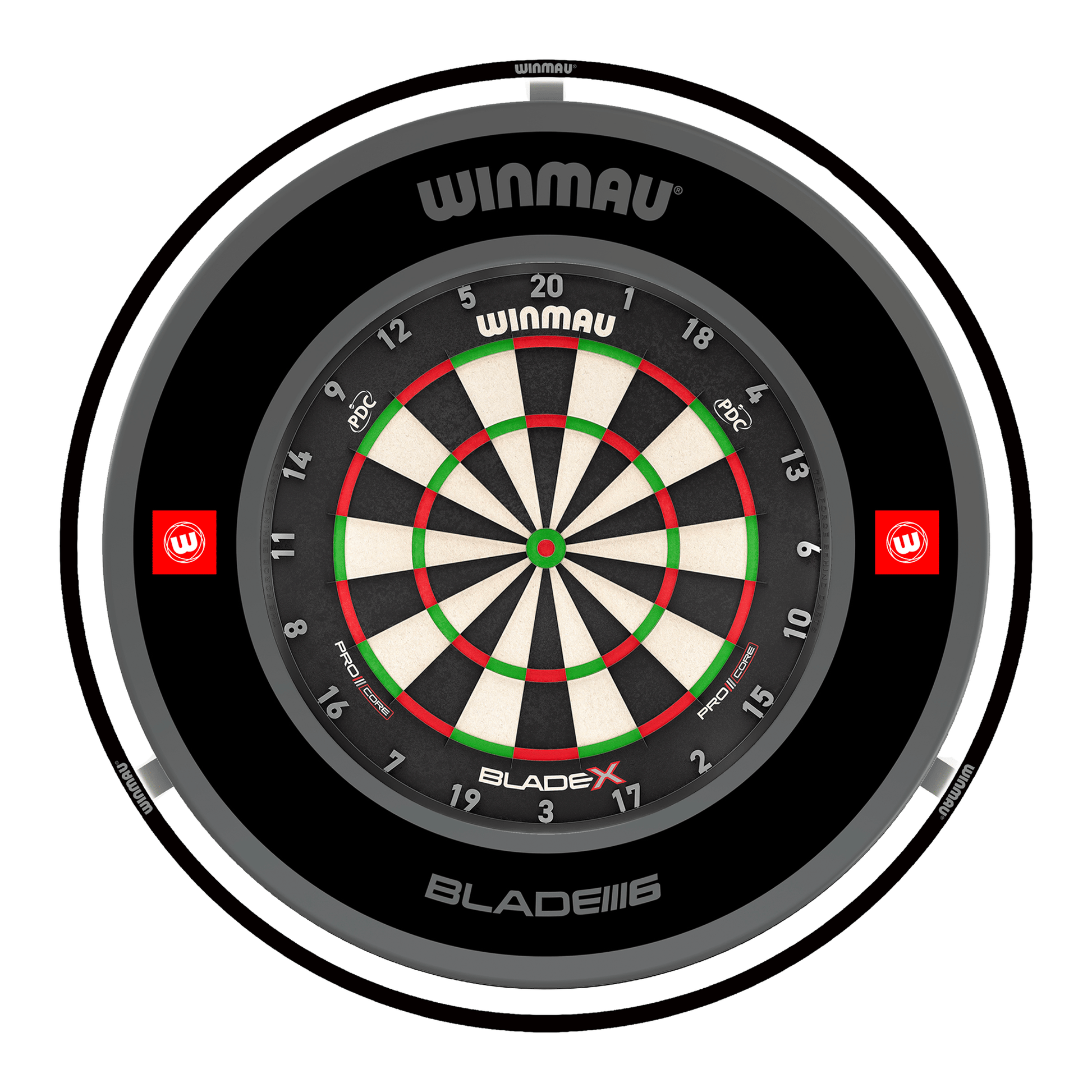 Winmau Blade X Dartboard, Surround & Black Plasma Light Bundle Blade X / Pro 1.0 Black / Winmau Plasma Black Boards