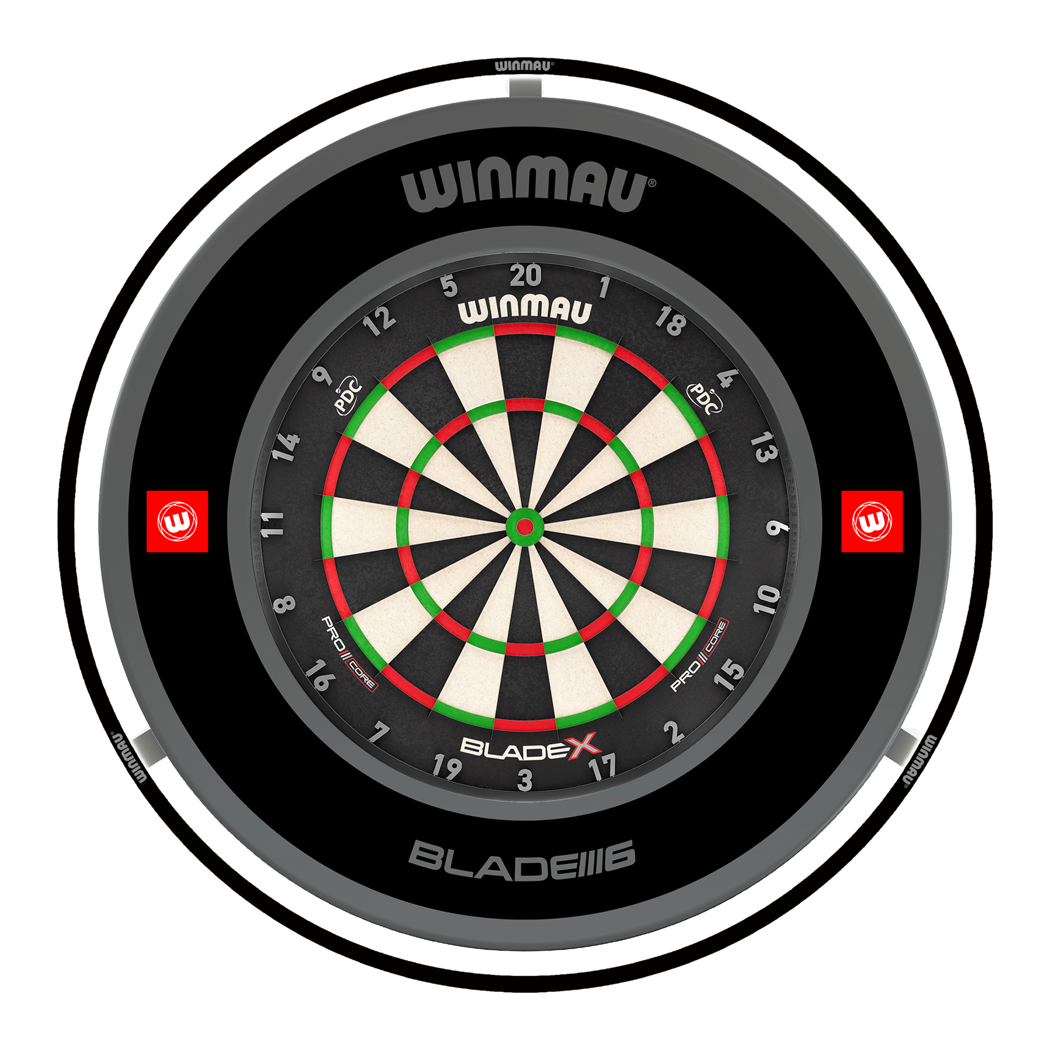Winmau Blade X Dartboard, Surround & Black Plasma Light Bundle Blade X / Pro 1.0 Black / Winmau Plasma Black Boards