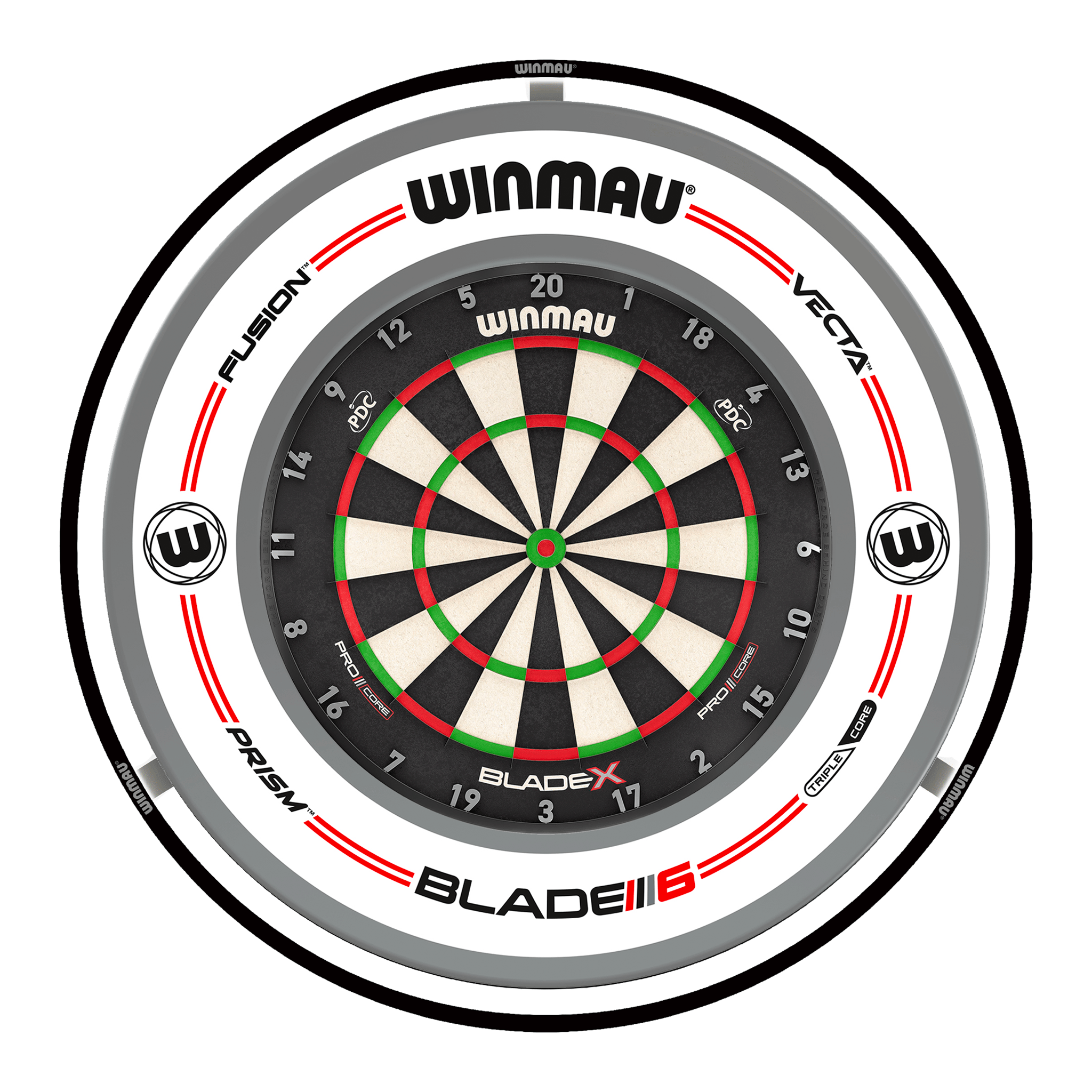 Winmau Blade X Dartboard, Surround & Black Plasma Light Bundle Blade X / Pro-Line White / Winmau Plasma Black Boards