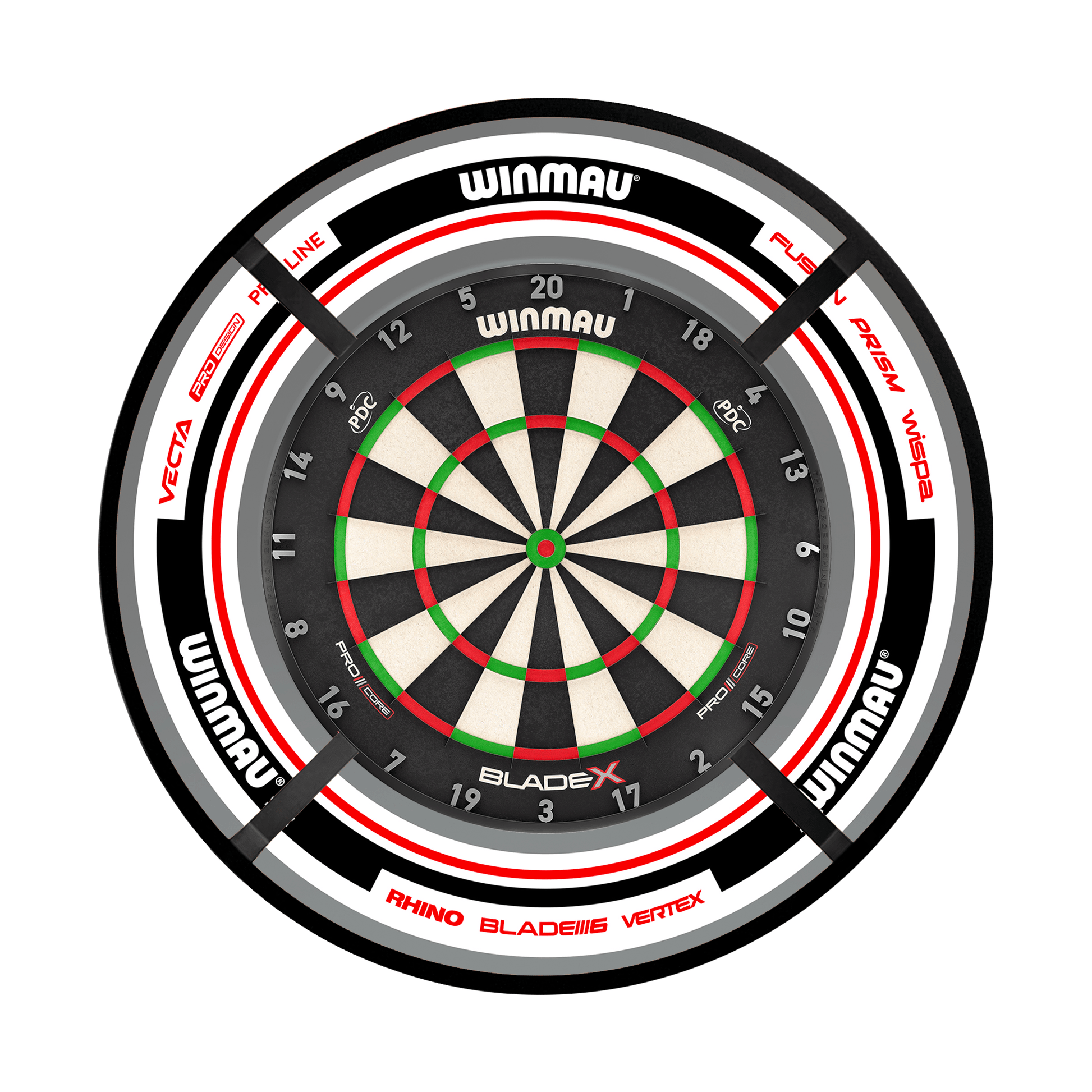Winmau Blade X Dartboard, Surround & Corona Light Bundle Blade X / Advance White/Red / Target Corona Vision Boards