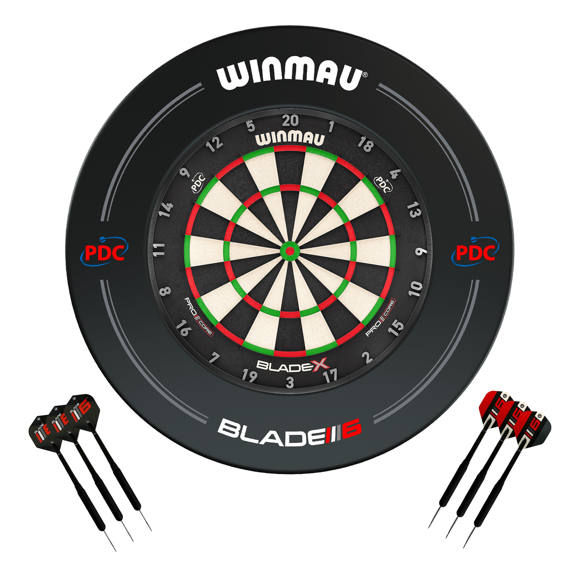 Winmau Blade X Dartboard, Surround & Darts - Complete Darts Set Blade X / PDC Black Boards