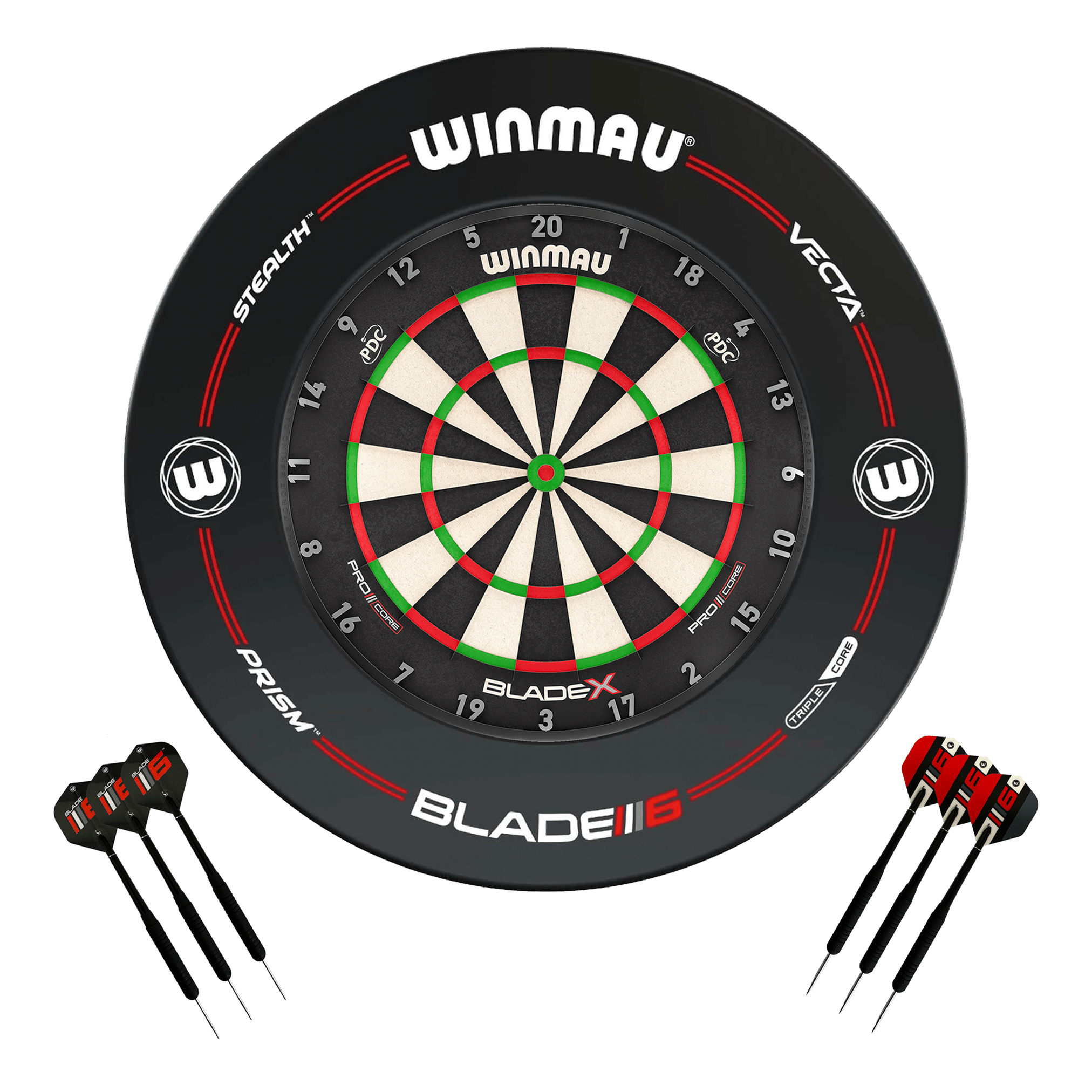 Winmau Blade X Dartboard, Surround & Darts - Complete Darts Set Blade X / Pro-Line Black Boards