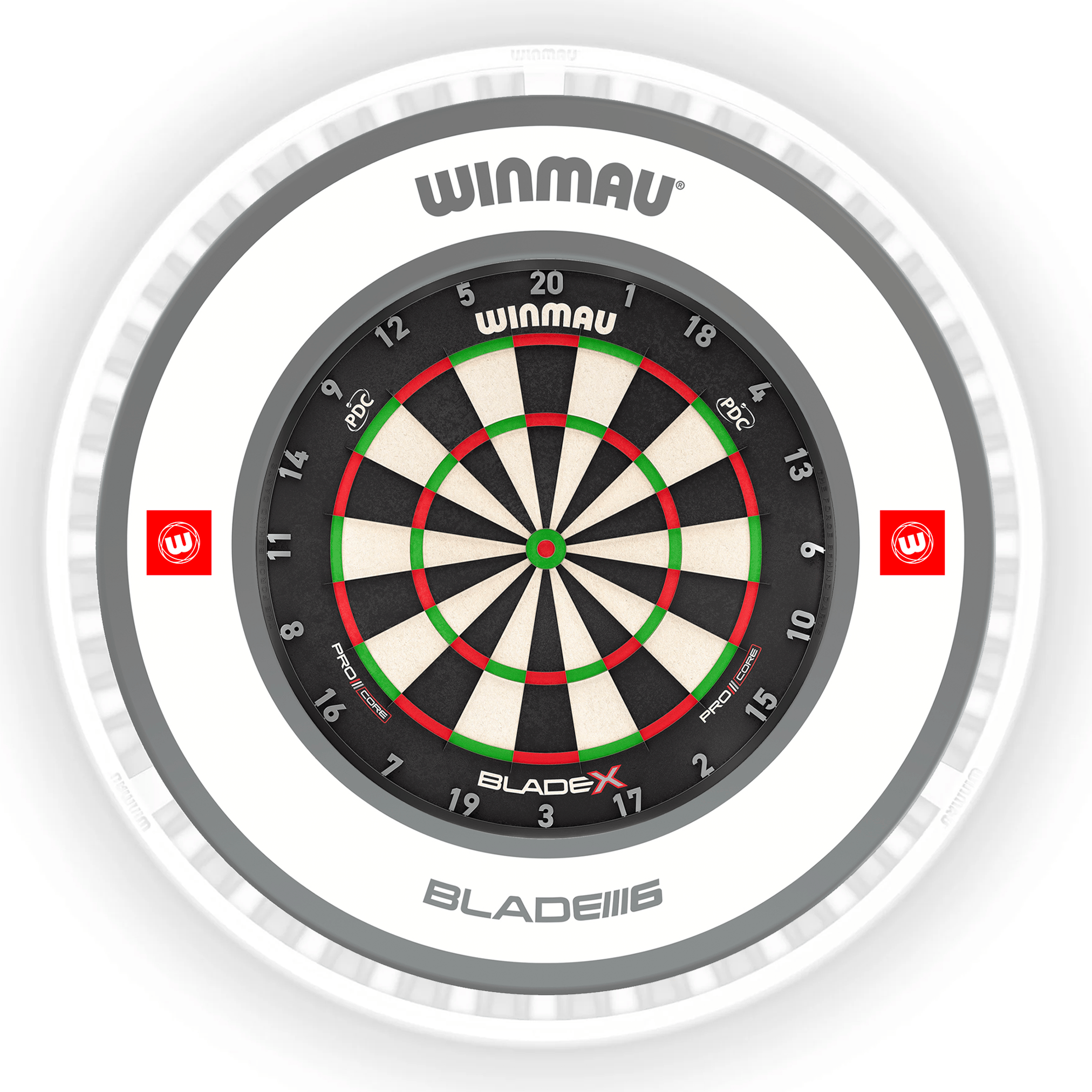 Winmau Blade X Dartboard, Surround & Ice White Plasma Light Bundle BladeX / Pro 1.0 White / Winmau Plasma Ice White Boards