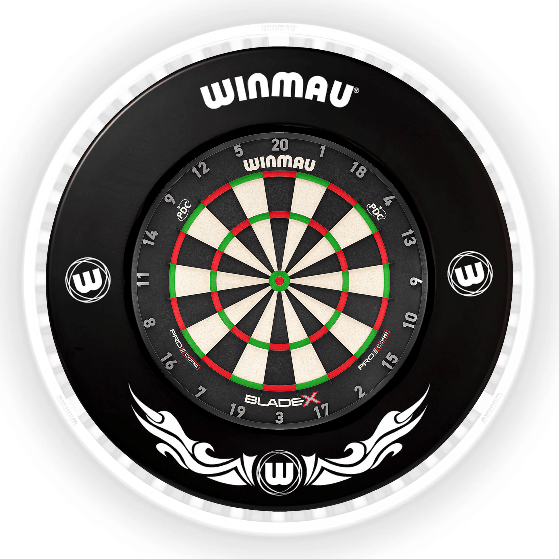 Winmau Blade X Dartboard, Surround & Ice White Plasma Light Bundle BladeX / Xtreme / Winmau Plasma Ice White Boards