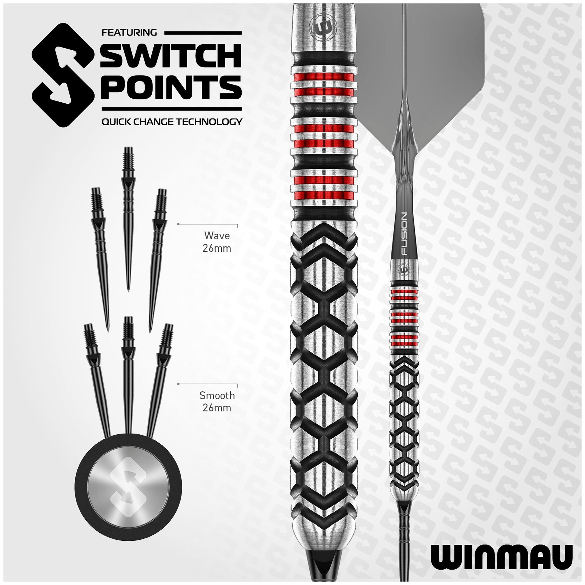 Winmau Fornax Parallel Switch Point - 90% Tungsten Steel Tip Darts Darts