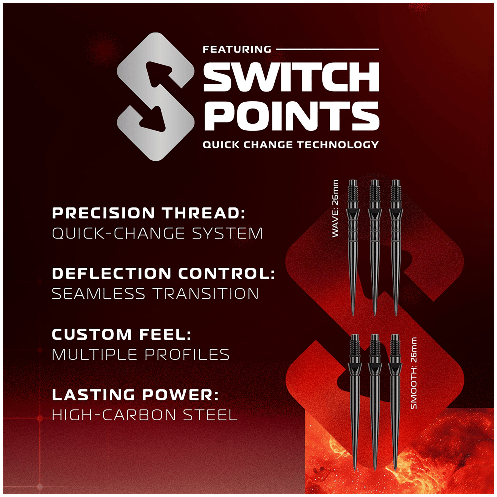 Winmau Fornax Tapered Switch Point - 90% Tungsten Steel Tip Darts Darts