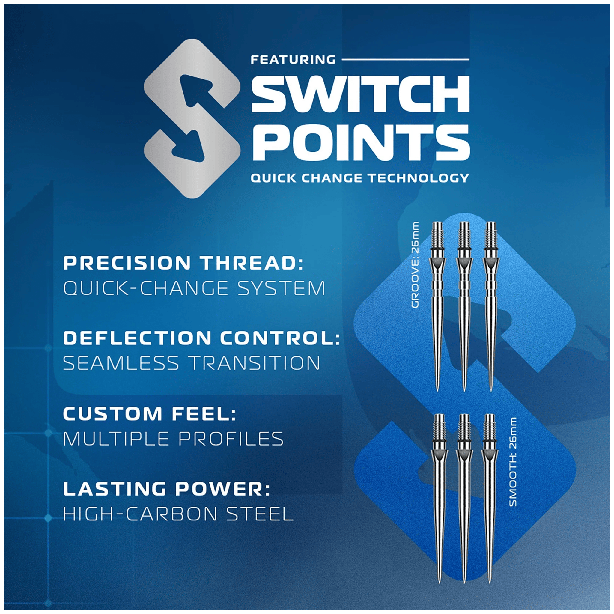 Winmau Lunaris Parallel Switch Point - 90% Tungsten Steel Tip Darts Darts