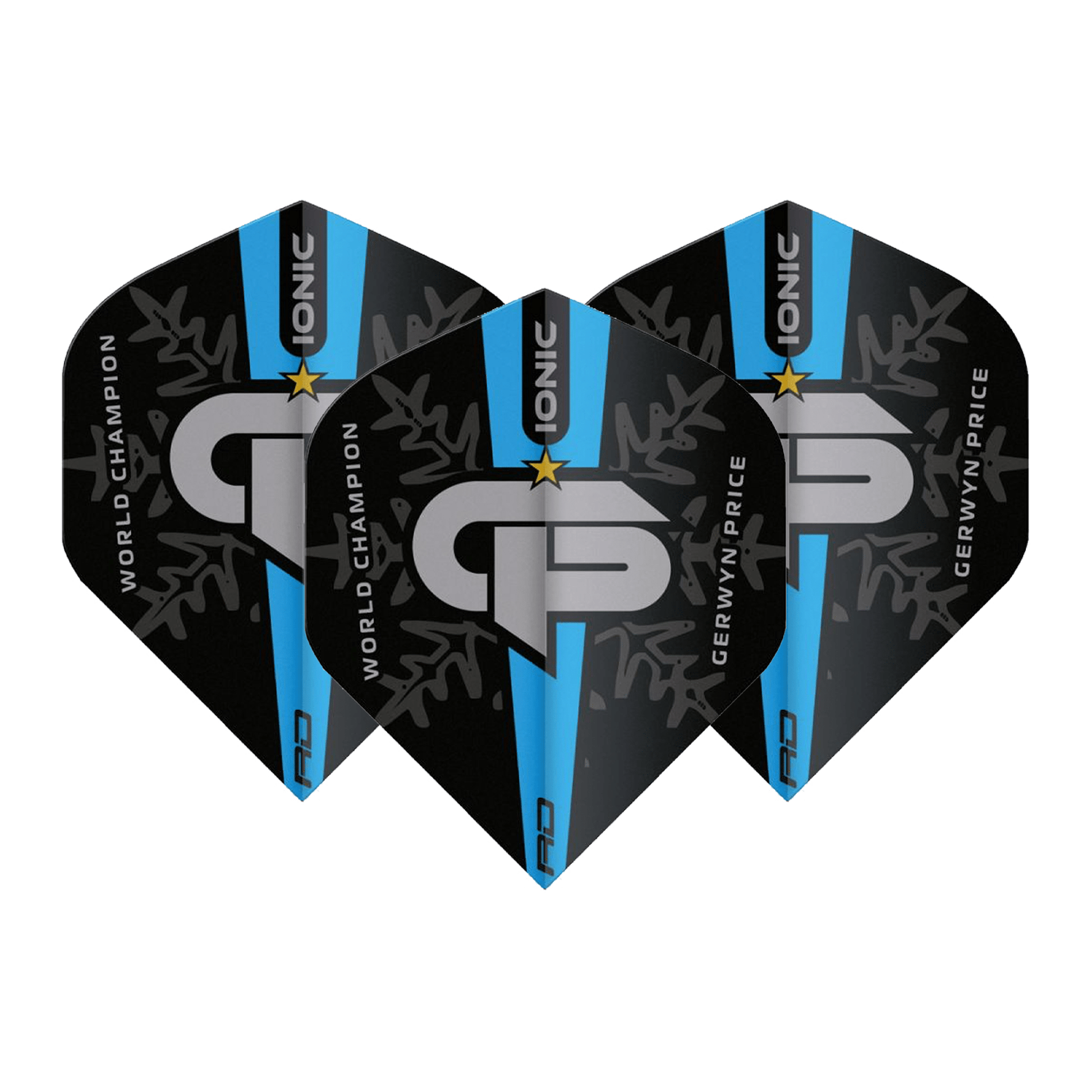 Red Dragon Hardcore Ionic Gerwyn Price World Champion Standard Dart Flights Black/Blue Flights