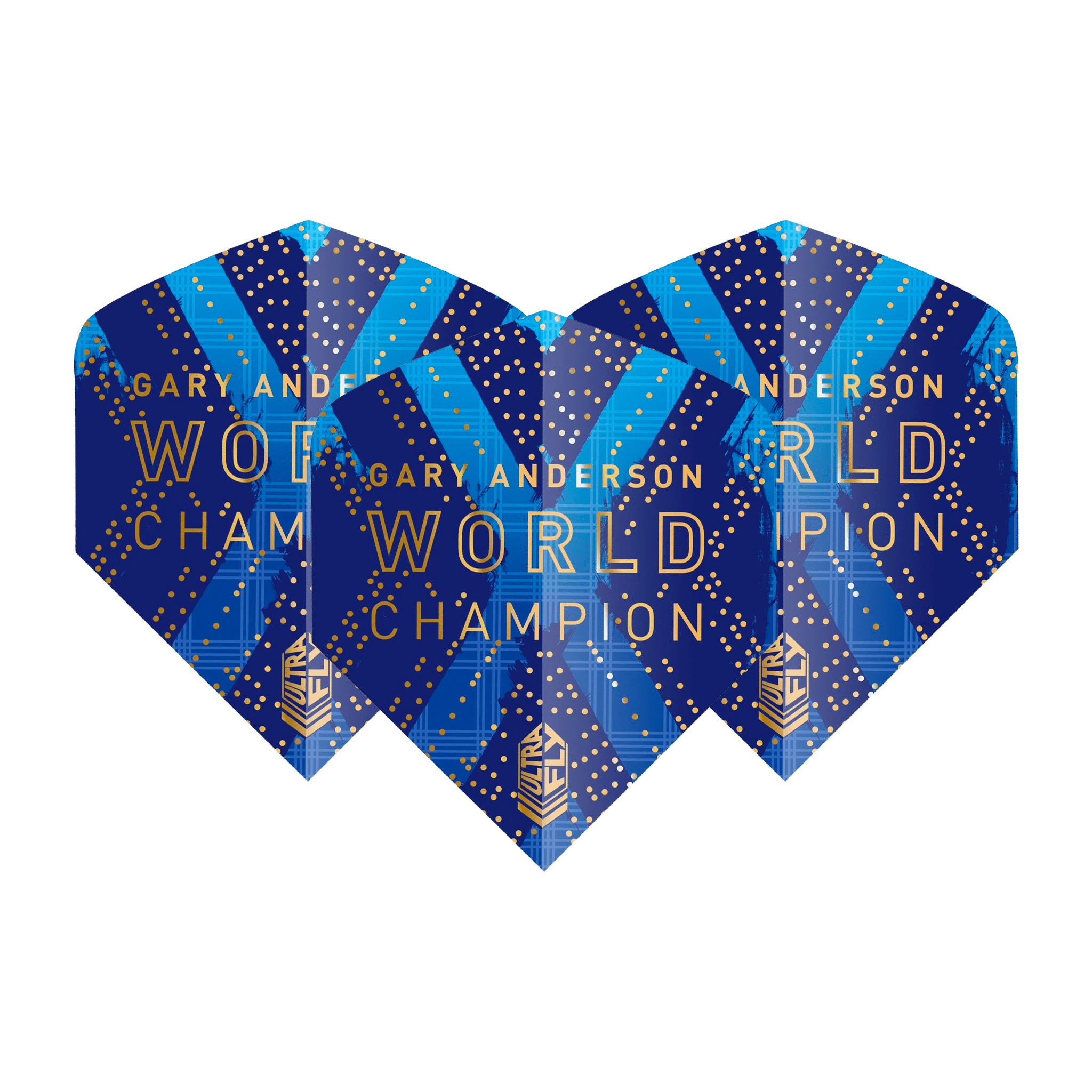 Unicorn Gary Anderson World Champion Phase 6 - Ultrafly Dart Flights Big Wing / Blue & Gold Flights