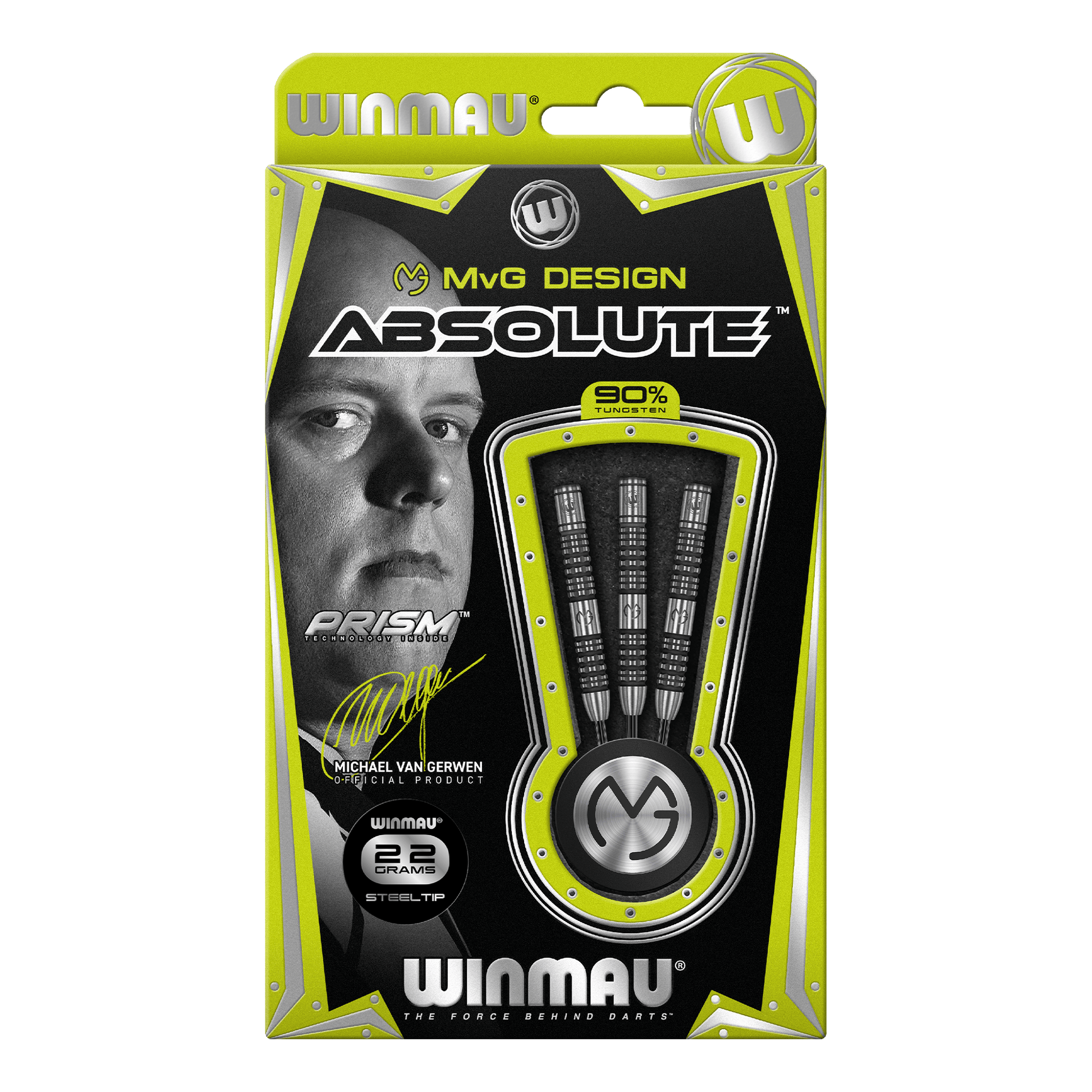 Winmau MVG Absolute Steel Tip Darts - 90% Tungsten - 22 Grams Darts
